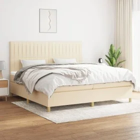 Box spring bed with cream fabric mattress 200x200 cm by , Beds and slatted bases - Ref: Foro24-3142526, Price: 656,44 €, Disc...