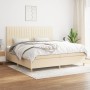 Cama box spring con colchón tela color crema 200x200 cm de , Camas y somieres - Ref: Foro24-3142526, Precio: 602,81 €
