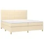 Cama box spring con colchón tela color crema 200x200 cm de , Camas y somieres - Ref: Foro24-3142526, Precio: 644,98 €, Descue...
