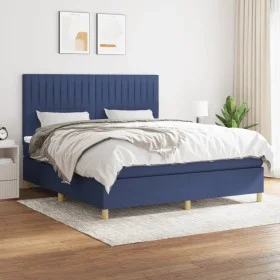 Box spring bed with blue fabric mattress 160x200 cm by , Beds and slatted bases - Ref: Foro24-3142511, Price: 549,33 €, Disco...
