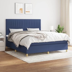 Cama box spring con colchón tela azul 160x200 cm de , Camas y somieres - Ref: Foro24-3142511, Precio: 564,31 €, Descuento: %