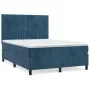 Box spring bed with dark blue velvet mattress 140x190 cm by , Beds and slatted bases - Ref: Foro24-3143143, Price: 488,54 €, ...