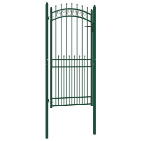 Puerta de valla con picos acero verde 100x200 cm