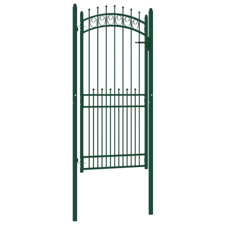 Puerta de valla con picos acero verde 100x200 cm