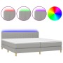 Box spring bed with fabric mattress and light gray LED 200x200 cm by , Beds and slatted bases - Ref: Foro24-3133901, Price: 5...