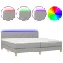 Box spring bed with fabric mattress and light gray LED 200x200 cm by , Beds and slatted bases - Ref: Foro24-3133901, Price: 5...