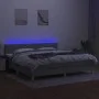 Box spring bed with fabric mattress and light gray LED 200x200 cm by , Beds and slatted bases - Ref: Foro24-3133901, Price: 5...