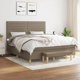 Box spring bed with taupe gray fabric mattress 160x200 cm by , Beds and slatted bases - Ref: Foro24-3137249, Price: 657,50 €,...