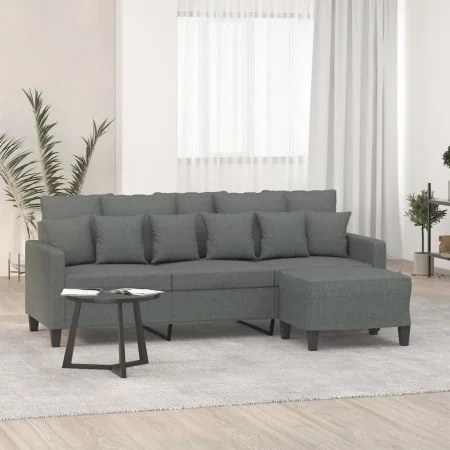 3-seater sofa with stool in dark gray fabric 180 cm by , Sofas - Ref: Foro24-3201090, Price: 298,28 €, Discount: %
