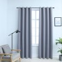 Cortinas opacas con anillas de metal 2 pzs gris 140x225 cm