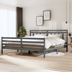 Estructura de cama de madera maciza gris 200x200 cm en Camas y somieres | Comprar online en Foro24