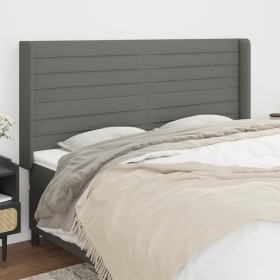 Headboard with dark gray fabric ears 163x16x118/128 cm by , Headboards and footboards - Ref: Foro24-3119727, Price: 130,87 €,...
