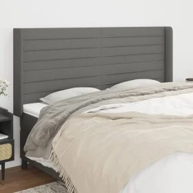 Headboard with dark gray fabric ears 163x16x118/128 cm by , Headboards and footboards - Ref: Foro24-3119727, Price: 114,15 €,...
