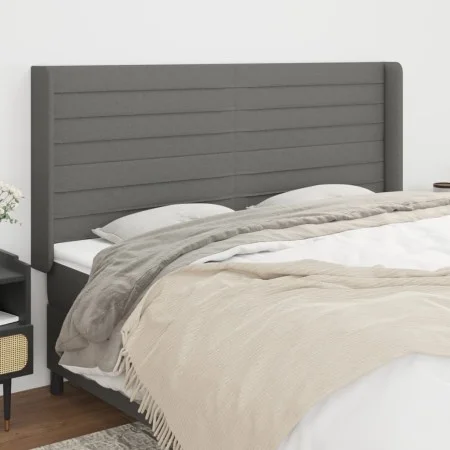 Headboard with dark gray fabric ears 163x16x118/128 cm by , Headboards and footboards - Ref: Foro24-3119727, Price: 114,15 €,...