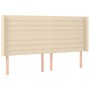 Cabecero con orejas de tela color crema 163x16x118/128 cm de , Cabeceros y pies de cama - Ref: Foro24-3119731, Precio: 134,76...