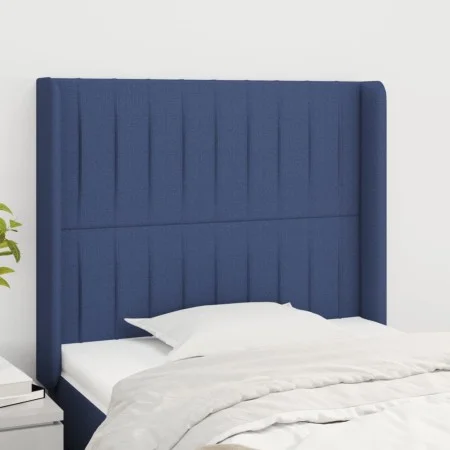 Cabecero con orejas de tela azul 103x16x118/128 cm de , Cabeceros y pies de cama - Ref: Foro24-3119814, Precio: 70,99 €, Desc...