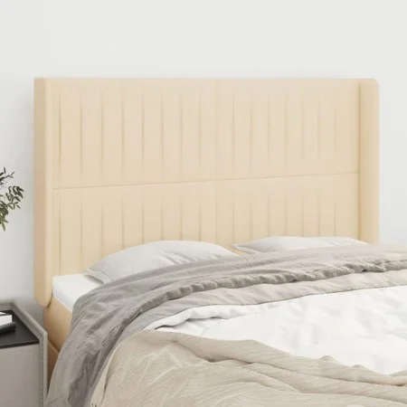 Headboard with cream fabric ears 147x16x118/128 cm by , Headboards and footboards - Ref: Foro24-3119821, Price: 122,57 €, Dis...