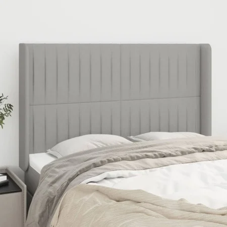 Headboard with light gray fabric ears 147x16x118/128 cm by , Headboards and footboards - Ref: Foro24-3119816, Price: 124,53 €...