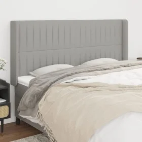 Headboard with light gray fabric ears 203x16x118/128 cm by , Headboards and footboards - Ref: Foro24-3119840, Price: 112,82 €...