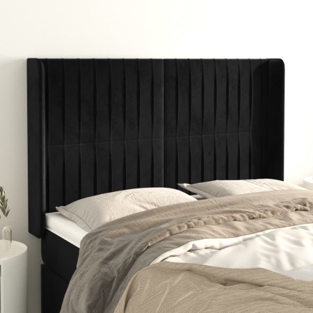 Cabecero con orejas de terciopelo negro 147x16x118/128 cm de , Cabeceros y pies de cama - Ref: Foro24-3119868, Precio: 109,31...