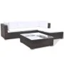 Set muebles de jardín 5 piezas y cojines ratán sintético marrón de vidaXL, Conjuntos de jardín - Ref: Foro24-41871, Precio: 6...