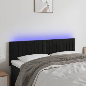 Cabecero con LED de terciopelo negro 144x5x78/88 cm de , Cabeceros y pies de cama - Ref: Foro24-3121900, Precio: 61,70 €, Des...