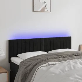 Kopfteil aus schwarzem Samt mit LED 144x5x78/88 cm von , Kopf- und Fußteile - Ref: Foro24-3121900, Preis: 55,31 €, Rabatt: %