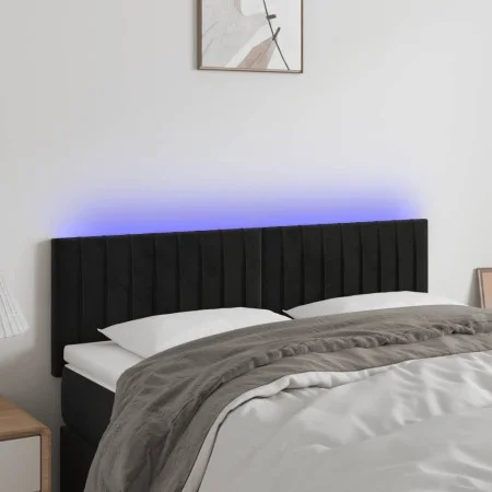 Cabecero con LED de terciopelo negro 144x5x78/88 cm de , Cabeceros y pies de cama - Ref: Foro24-3121900, Precio: 55,31 €, Des...