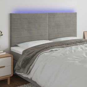 Hellgraues Samtkopfteil mit LED-Leuchten, 160 x 5 x 118/128 cm von , Kopf- und Fußteile - Ref: Foro24-3122618, Preis: 109,19 ...