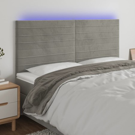 Hellgraues Samtkopfteil mit LED-Leuchten, 160 x 5 x 118/128 cm von , Kopf- und Fußteile - Ref: Foro24-3122618, Preis: 109,19 ...