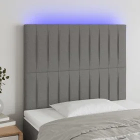 Headboard with LED lights dark gray fabric 100x5x118/128 cm by , Headboards and footboards - Ref: Foro24-3122653, Price: 64,2...