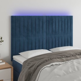 Kopfteil mit LED-Beleuchtung, dunkelblauer Samt, 144 x 5 x 118/128 cm von , Kopf- und Fußteile - Ref: Foro24-3122714, Preis: ...