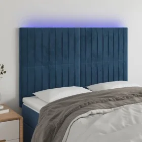 Kopfteil mit LED-Beleuchtung, dunkelblauer Samt, 144 x 5 x 118/128 cm von , Kopf- und Fußteile - Ref: Foro24-3122714, Preis: ...