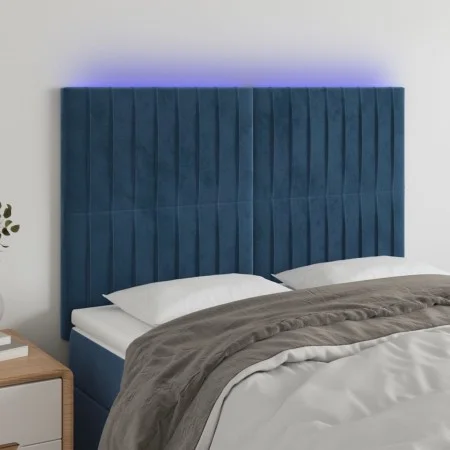 Kopfteil mit LED-Beleuchtung, dunkelblauer Samt, 144 x 5 x 118/128 cm von , Kopf- und Fußteile - Ref: Foro24-3122714, Preis: ...