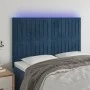 Cabecero con luces LED terciopelo azul oscuro 144x5x118/128 cm de , Cabeceros y pies de cama - Ref: Foro24-3122714, Precio: 1...
