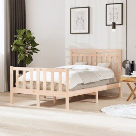 Estructura de cama doble pequeña de madera maciza 120x190 cm Estructura de cama doble pequeña de madera maciza 120x190 cm