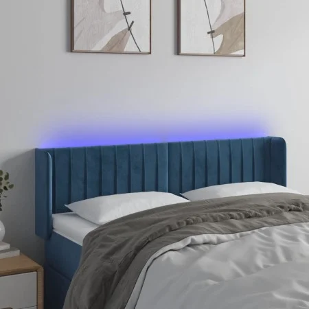 LED-Kopfteil aus dunkelblauem Samt, 147 x 16 x 78/88 cm von , Kopf- und Fußteile - Ref: Foro24-3123526, Preis: 76,76 €, Rabat...