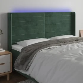 Dunkelgrünes Samtkopfteil mit LED 163x16x118/128 cm von , Kopf- und Fußteile - Ref: Foro24-3124245, Preis: 139,05 €, Rabatt: %