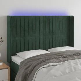 Dark green velvet LED headboard 147x16x118/128 cm by , Headboards and footboards - Ref: Foro24-3124337, Price: 137,01 €, Disc...