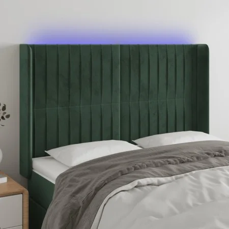Dark green velvet LED headboard 147x16x118/128 cm by , Headboards and footboards - Ref: Foro24-3124337, Price: 137,01 €, Disc...