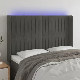 Dark gray velvet headboard with LED 147x16x118/128 cm by , Headboards and footboards - Ref: Foro24-3124335, Price: 127,24 €, ...