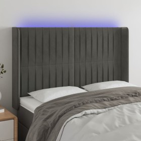 Dunkelgraues Samtkopfteil mit LED 147x16x118/128 cm von , Kopf- und Fußteile - Ref: Foro24-3124335, Preis: 129,39 €, Rabatt: %