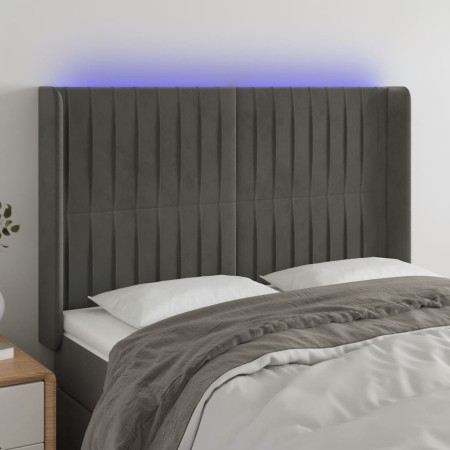Dunkelgraues Samtkopfteil mit LED 147x16x118/128 cm von , Kopf- und Fußteile - Ref: Foro24-3124335, Preis: 129,39 €, Rabatt: %