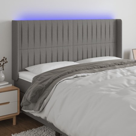 Dunkelgraues Stoffkopfteil mit LED 163x16x118/128 cm von , Kopf- und Fußteile - Ref: Foro24-3124293, Preis: 137,90 €, Rabatt: %