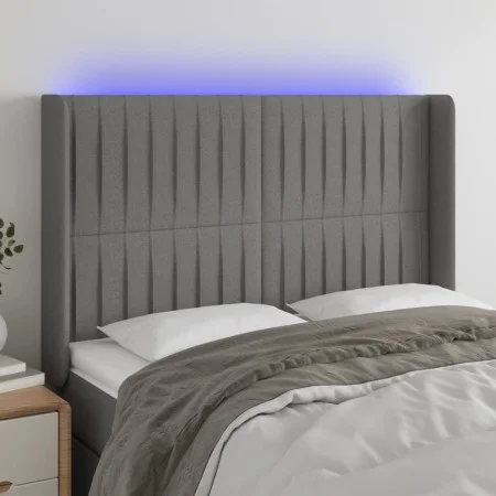 Dark gray fabric headboard with LED 147x16x118/128 cm by , Headboards and footboards - Ref: Foro24-3124285, Price: 132,20 €, ...