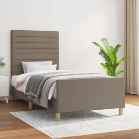 Bed frame with headboard in taupe gray fabric 80x200 cm by , Beds and slatted bases - Ref: Foro24-3125094, Price: 147,70 €, D...
