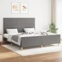 Bed frame with headboard dark gray fabric 160x200 cm by , Beds and slatted bases - Ref: Foro24-3125147, Price: 222,74 €, Disc...