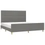 Bed frame with headboard dark gray fabric 160x200 cm by , Beds and slatted bases - Ref: Foro24-3125147, Price: 222,74 €, Disc...