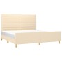 Bed frame with cream fabric headboard 160x200 cm by , Beds and slatted bases - Ref: Foro24-3125151, Price: 241,77 €, Discount: %