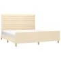 Bed frame with cream fabric headboard 160x200 cm by , Beds and slatted bases - Ref: Foro24-3125151, Price: 233,25 €, Discount: %